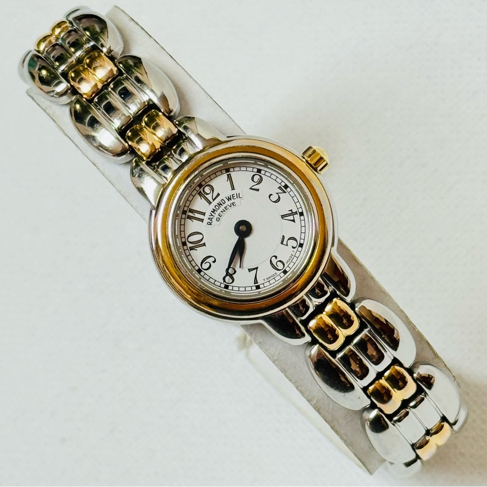 Raymond Weil Blue Hands Women's Sapphire Crystal Watch Art Deco Silver Gold 5880